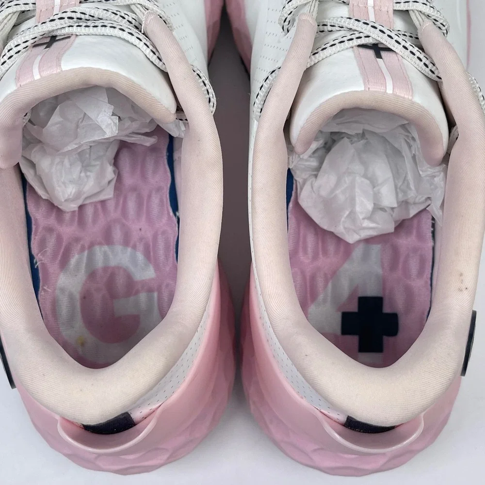 G/FORE MG4+ Golf Shoes Women 9.6 Snow White Blush Pink Spikeless Perforated